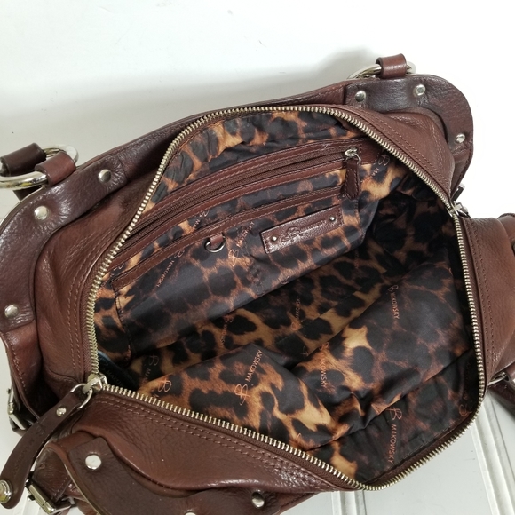 B. Makowsky Handbag Womens Brown Leather Satchel Shoulder Bag Purse Double Strap - Picture 11 of 16